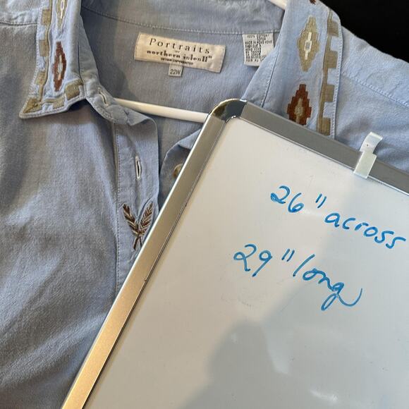 Portraits Northern Isles Shirt Womens 22W Embroidered Collar Western Top Blouse - Picture 13 of 13